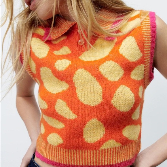 Zara JACQUARD KNIT VEST - Picture 6 of 9